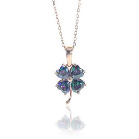 Söğütlü Silver SGTL8238 Mistik Topaz Taşlı Mini Yonca Kadın Kolye