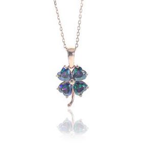 Söğütlü Silver SGTL8238 Mistik Topaz Taşlı Mini Yonca Kadın Kolye