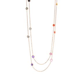 Söğütlü Silver SGTL8536 Gümüş Rose Renkli Sıra Taşlı Kadın Kolye