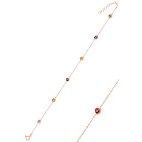 Söğütlü Silver SGTL8542 Gümüş Rose Renkli Sıra Taşlı Kadın Bileklik
