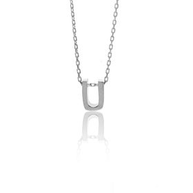 Söğütlü Silver SGTL8599 Gümüş Üç Boyutlu U Harfi Kadın Kolye
