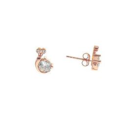 Söğütlü Silver SGTL8678 Rose Zirkon Taşlı Minik Salyangoz Gümüş Kadın Küpe