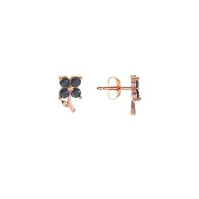 Söğütlü Silver SGTL8684 Rose Onix Taşlı Minik Yonca Gümüş Kadın Küpe