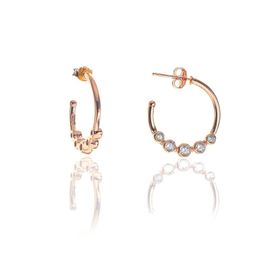 Söğütlü Silver SGTL8709 Rose Zirkon Taşlı Yarım Halkalı Gümüş Kadın Küpe