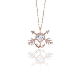 Söğütlü Silver SGTL8747 Rose Renk Gümüş Kalpli Çapa Ok Kadın Kolye