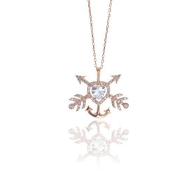 Söğütlü Silver SGTL8747 Rose Renk Gümüş Kalpli Çapa Ok Kadın Kolye