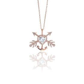 Söğütlü Silver SGTL8747 Rose Renk Gümüş Kalpli Çapa Ok Kadın Kolye