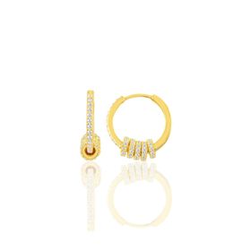 Söğütlü Silver SGTL8803GOLD Zirkon Taşlı Altın Yaldızlı Ring Gümüş Küpe