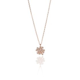 Söğütlü Silver SGTL9141 Gümüş Rose Zirkon Taşlı Yonca Kolye