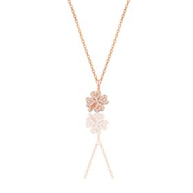 Söğütlü Silver SGTL9141 Gümüş Rose Zirkon Taşlı Yonca Kolye