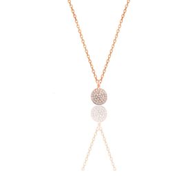 Söğütlü Silver SGTL9142 Gümüş Rose Zirkon Taşlı Yuvarlak Kolye