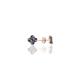 Söğütlü Silver SGTL9431 Miks Taşlı Mini Yonca Gümüş Küpe
