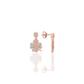 Söğütlü Silver SGTL9463 Zirkon Taşlı Yonca Modeli Gümüş Küpe