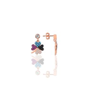 Söğütlü Silver SGTL9465 Renkli Taşlı Yonca Modeli Gümüş Küpe