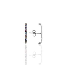 Söğütlü Silver SGTL9489 Renkli Taşlı Çiftli Üçgen Halka Gümüş Küpe