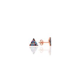 Söğütlü Silver SGTL9605 Mix Taşlı Üçgen Gümüş Küpe