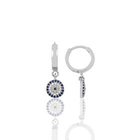 Söğütlü Silver SGTL9614 Taşlı Nazar Modeli Halka Gümüş Küpe