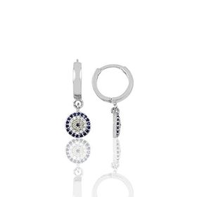 Söğütlü Silver SGTL9614 Taşlı Nazar Modeli Halka Gümüş Küpe