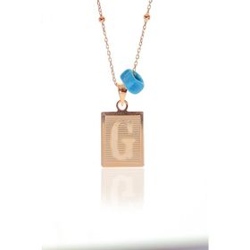 Söğütlü Silver SGTL9679G G Harfi Ve Turkuz Taşlı Top Zincirli Kadın Gümüş Kolye