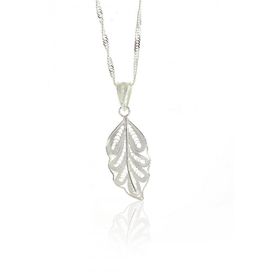 Söğütlü Silver SGTL9682 Telkari Yaprak Modeli Ve Singapur Zincir Kadın Gümüş Kolye