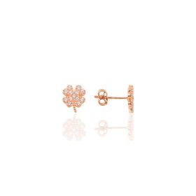 Söğütlü Silver SGTL9723ROSE Zirkon Taşlı Mini Yonca Gümüş Küpe