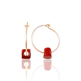 Söğütlü Silver SGTL9771ROSE Mercan Renkli Taşlı Halka Gümüş Küpe