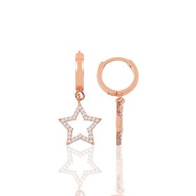 Söğütlü Silver SGTL9842ROSE Beyaz Taşlı Rose Halka Gümüş Küpe
