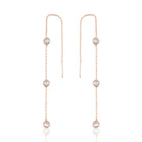Söğütlü Silver SGTL9860ROSE 3 Taşlı Zincirli Gümüş Küpe