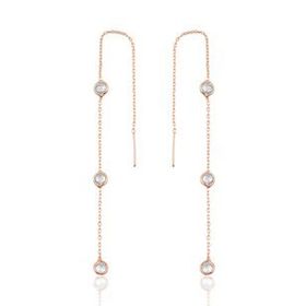 Söğütlü Silver SGTL9860ROSE 3 Taşlı Zincirli Gümüş Küpe