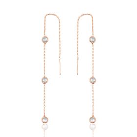 Söğütlü Silver SGTL9860ROSE 3 Taşlı Zincirli Gümüş Küpe