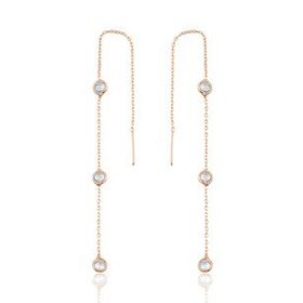 Söğütlü Silver SGTL9860ROSE 3 Taşlı Zincirli Gümüş Küpe