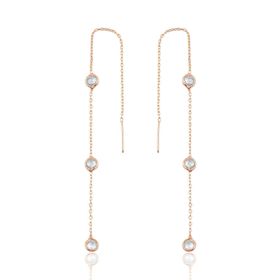 Söğütlü Silver SGTL9860ROSE 3 Taşlı Zincirli Gümüş Küpe