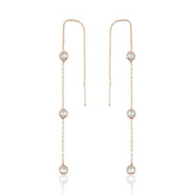 Söğütlü Silver SGTL9860ROSE 3 Taşlı Zincirli Gümüş Küpe