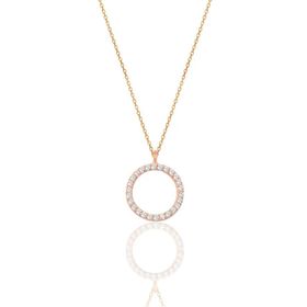 Söğütlü Silver SGTL9865ROSE Beyaz Taşlı Halka Modeli Gümüş Kolye