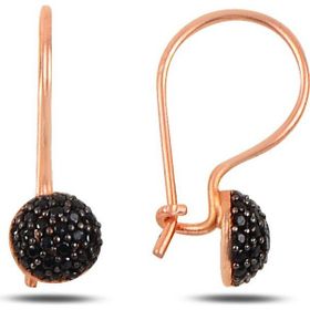 Söğütlü Silver SGTL9938 Rose Onix Taşlı Çengelli Yarım Top Gümüş Küpe