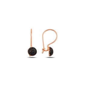 Söğütlü Silver SGTL9938 Rose Onix Taşlı Çengelli Yarım Top Gümüş Küpe