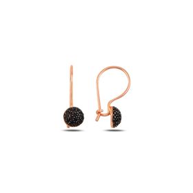 Söğütlü Silver SGTL9938 Rose Onix Taşlı Çengelli Yarım Top Gümüş Küpe