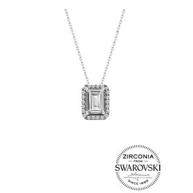 Söğütlü Silver Swarovski Baget Taşlı Pırlanta Modeli Gümüş Kolye