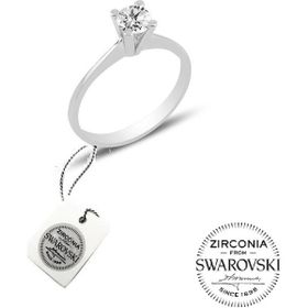 Söğütlü Silver Swarovski Tek Taş Gümüş Yüzük