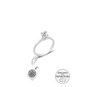 Söğütlü Silver Swarovski Tek Taş Gümüş Yüzük