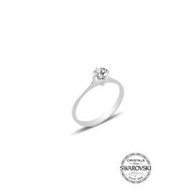 Söğütlü Silver Swarovski Tek Taş Gümüş Yüzük