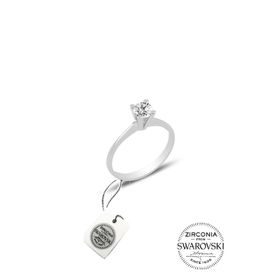 Söğütlü Silver Swarovski Tek Taş Gümüş Yüzük