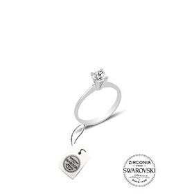 Söğütlü Silver Swarovski Tek Taş Gümüş Yüzük