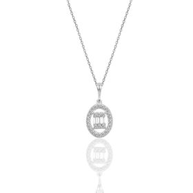 Söğütlü Silver TYC00097861590 Gümüş Rodyumlu Oval Gümüş Düz Baget Taşlı Kolye