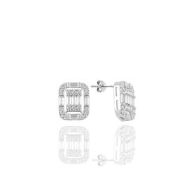 Söğütlü Silver TYC00097862976 Rodyumlu Baget Taşlı Gümüş Küpe