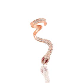 Söğütlü Silver TYC00204149786 Gümüş Rose Zirkon Ve Kök Yakut Taşlı Yılan Kıkırdak Küpe