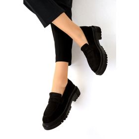 Soho 17762 Siyah Süet Kadın Loafer Ayakkabı