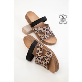 Soho 20525 Bej Leopar Siyah Kadın Terlik