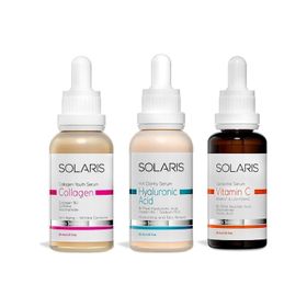 Solaris 30 ml Kolajen Serumu ve 30 ml Hyaluronic Acid Serumu ve 30 ml C Vitamin Serumu