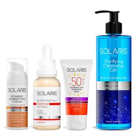 Solaris 4'lü 50 ml Leke Karşıtı Krem + Leke Kremi + Retinol Serum + Temizleme Jeli